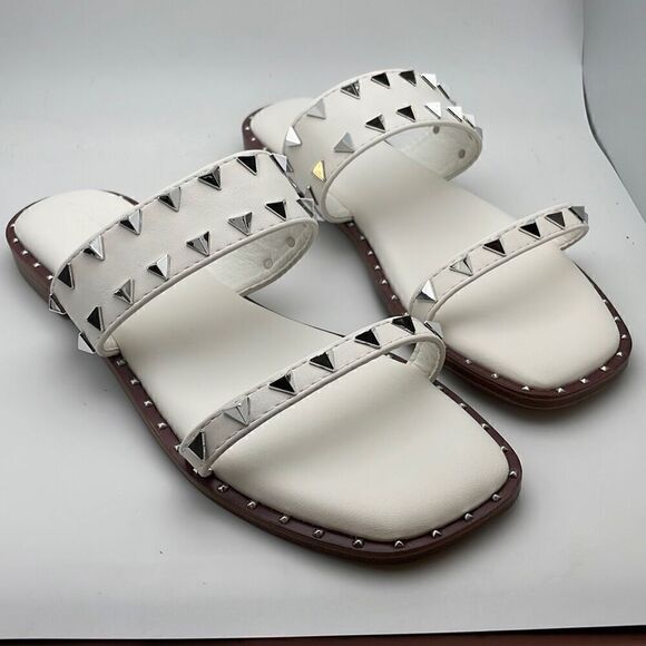 CUSHIONAIRE Women's Stud Slide Sandal SIZE 9 WHITE - Picture 1 of 8